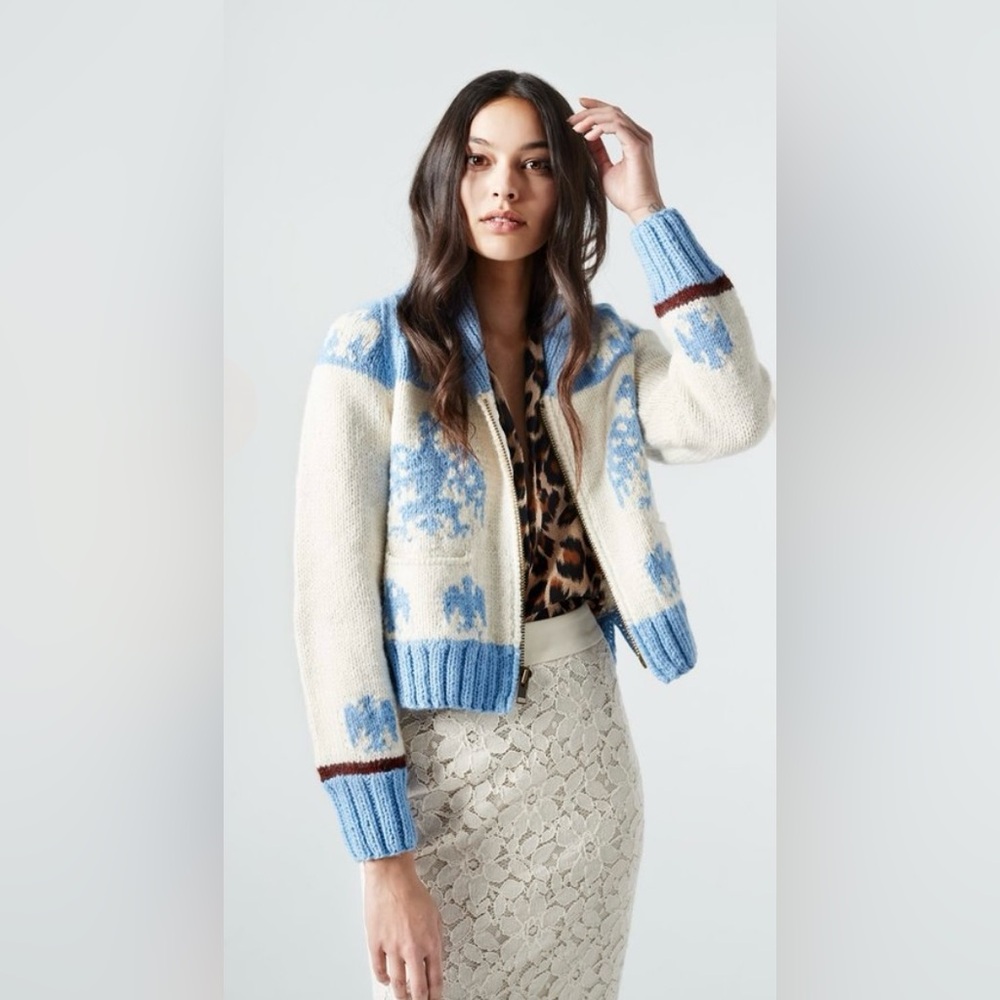 Smythe Handknit Zip Cardigan with Eagle